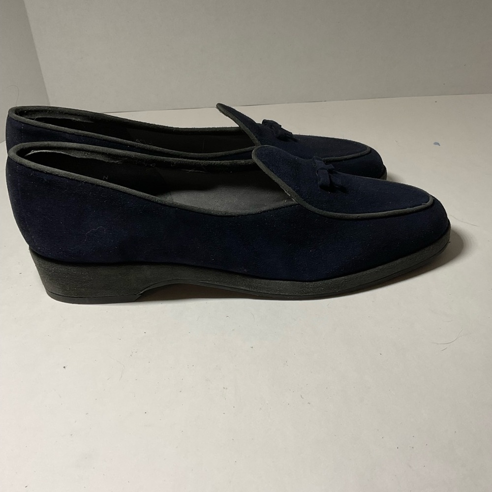 Stuart Weitzman Navy Blue Suede Loafers